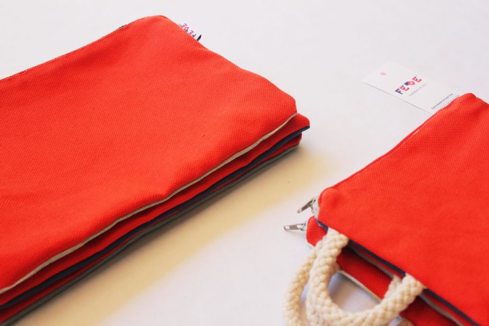 Sailor Corallo Unisex Canvas Pochette. Handmade in Italy by Fede Surfbags. Sustainable