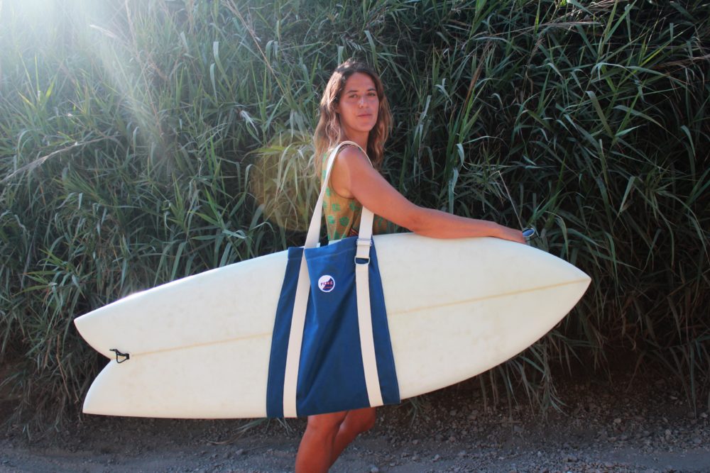 Sailor Blue Surfboard Carrier. Cotton Canvas Longboard Bag built to carry surfboard to the beach. Handmade in Italy by Fede Surfbags