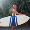 Sailor Blue Surfboard Carrier. Cotton Canvas Longboard Bag built to carry surfboard to the beach. Handmade in Italy by Fede Surfbags